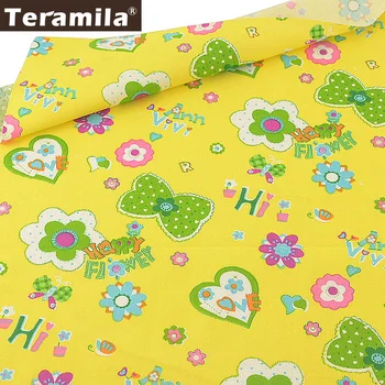 

Teramila Yellow Sewing 100% Cotton Printed Floral Fabric Dye Textile Twill DIY Quilting Cloth Telas De Algodon Para Patchwork