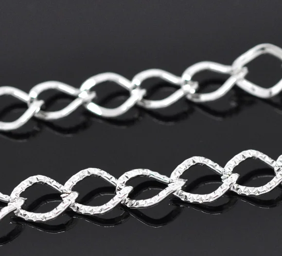 

DoreenBeads 10M SP Textured Link-Opened Curb Chain Findings 9x7mm (B13522) yiwu