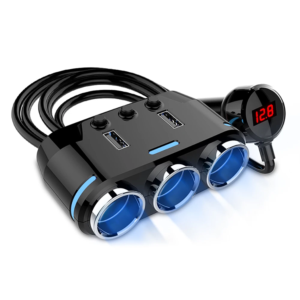 

Car Cigarette Lighter Socket Splitter 12V-24V 3.1A 100W Detection Plug LED USB Charger Adapter For Phone MP3 DVR Accessories
