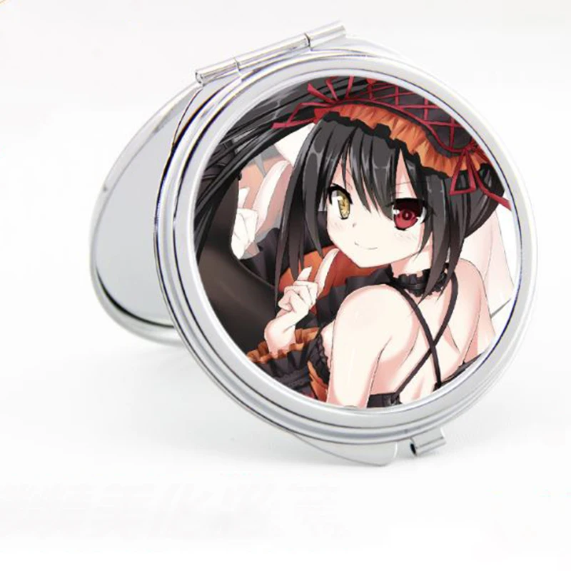 

1 Pc Kawaii Make Up Mirror Anime Date A Live Pattern Portable Compact Pocket Cosmetic Mirror Folding Double Mirror Figure Toy