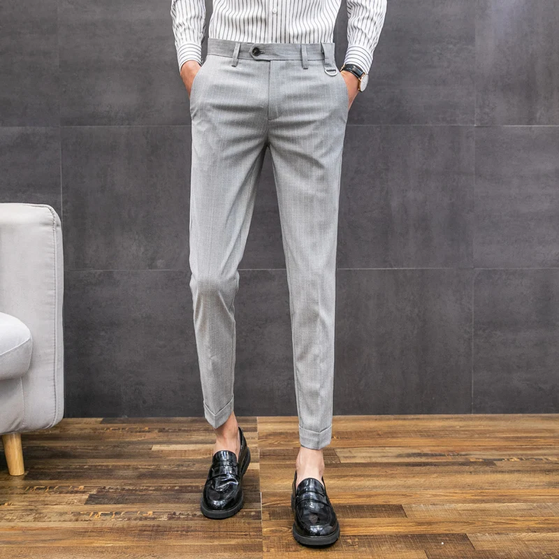 Men's Trousers  Summer New Youth Popular British Trend Men's Self-cultivation Feet Nine Pants Personality Casual Men's Clothing