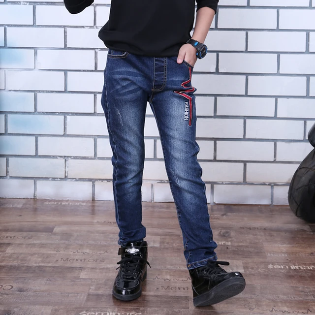 Children Boys Jeans 2019 Spring Kids Denim Pants Boys Casual Pencil Jeans Pants.4Y-15Y Children Letter Straight Trousers 4