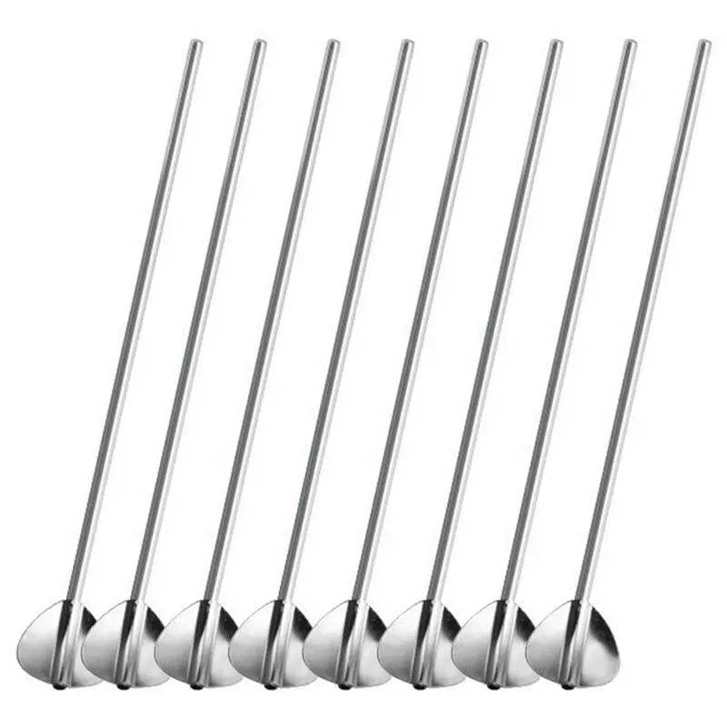 

8 Pieces Heartshaped Stainless Long Handle Spoons Drinking Straw Reusable Suitable for Coffee Tea Family Travel