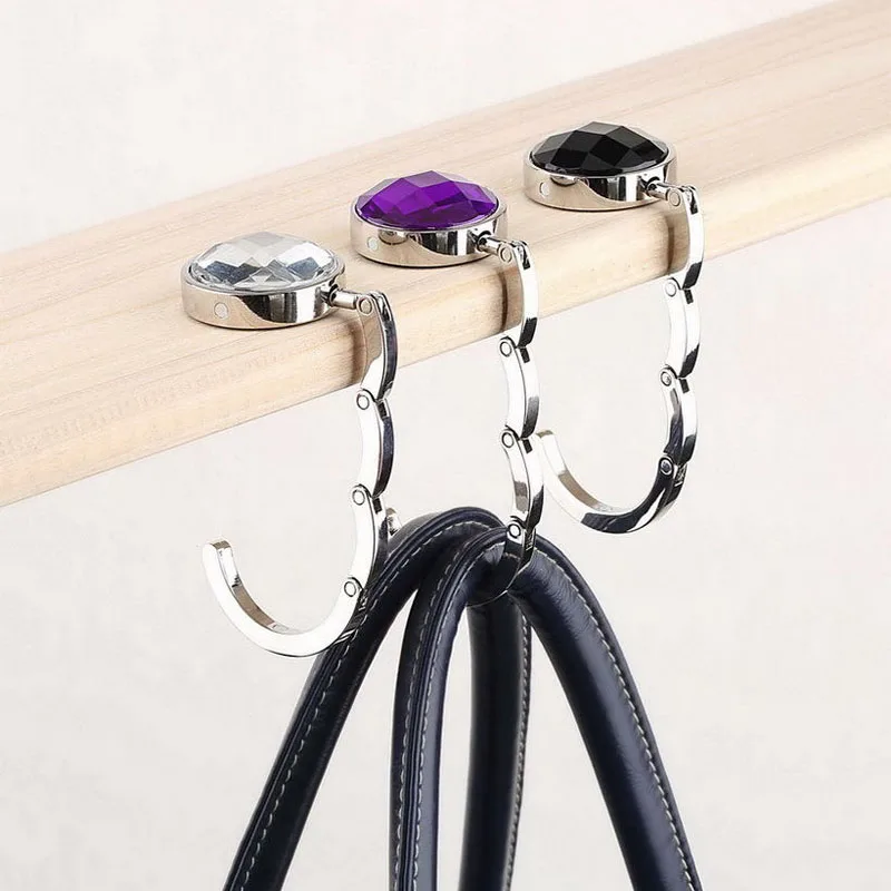 2018 Hot Bag Hook Portable Foldable Folding Table Purse Hanger Holder Handbag Crystal Rhinestone decoration | Дом и сад