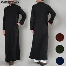 INCERUN, мужской халат, платье, кафтан, осенняя, полная длина, с длинным рукавом, juba tobe, Camisas Masculina, Саудовская Аравия, 5XL, мусульманская одежда