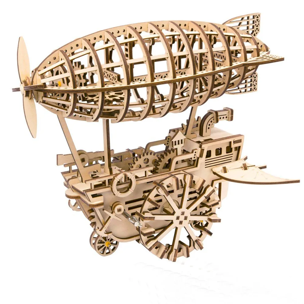 

3D Puzzle Brain Teaser Games Wooden Jigsaw Puzzle Air Vehicle Kits Engineering Toys Mechanical Gears Set Gifts