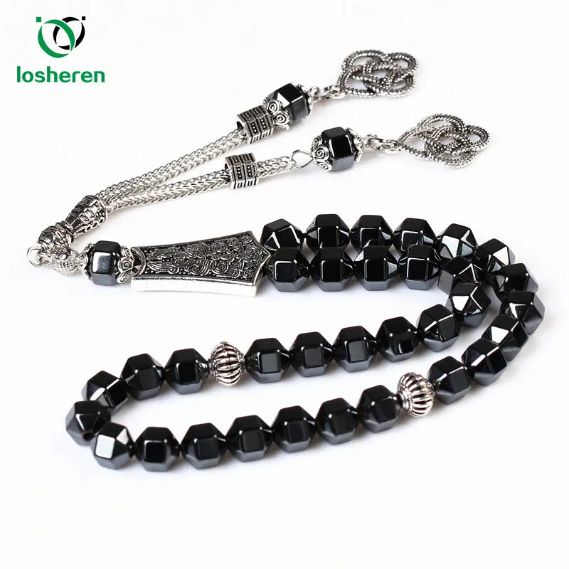 

LOSHEREN 8mm New Design Hematite Stone Beaded Bracelet 33 Prayer Beads Islamic Muslim Tasbih Allah Mohammed Rosary Bracelets