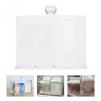 

Transparent Plastic Cotton Swabs Holder Cotton Pads Storage Box Dustproof Organizer Container with Lid Holder makeup kits