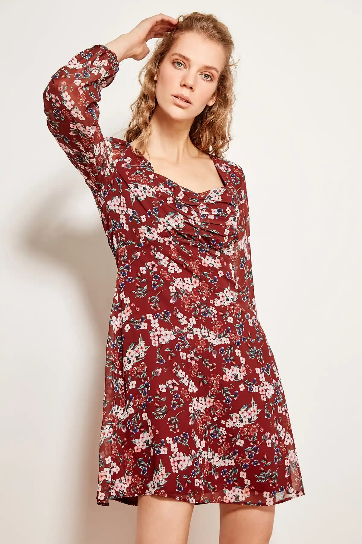 Модное разноцветное платье с цветочным рисунком TOFSS19XO0014 | Женская одежда