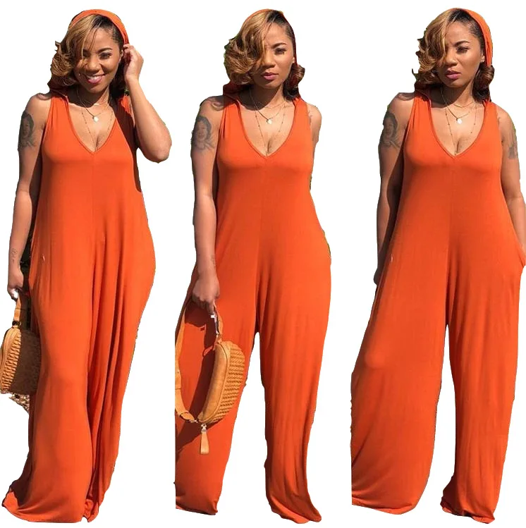 

Loose Jumpsuits Romper Casual Overalls for Women Wide Leg Sleeveless Female Streetwear