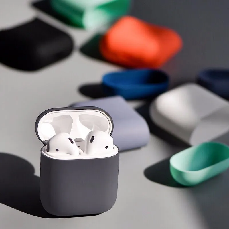 Мягкий жидкий силиконовый беспроводной Чехол для наушников Apple AirPods зарядный