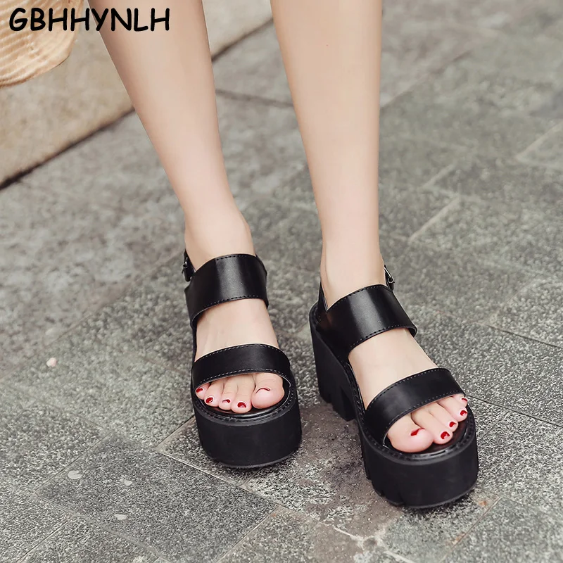 

GBHHYNLH Women Gladiator Sandals Punk High Heels Sandals Platform Open Toe Thick Heel Ladies Shoes Heels Designer Shoes LJA627