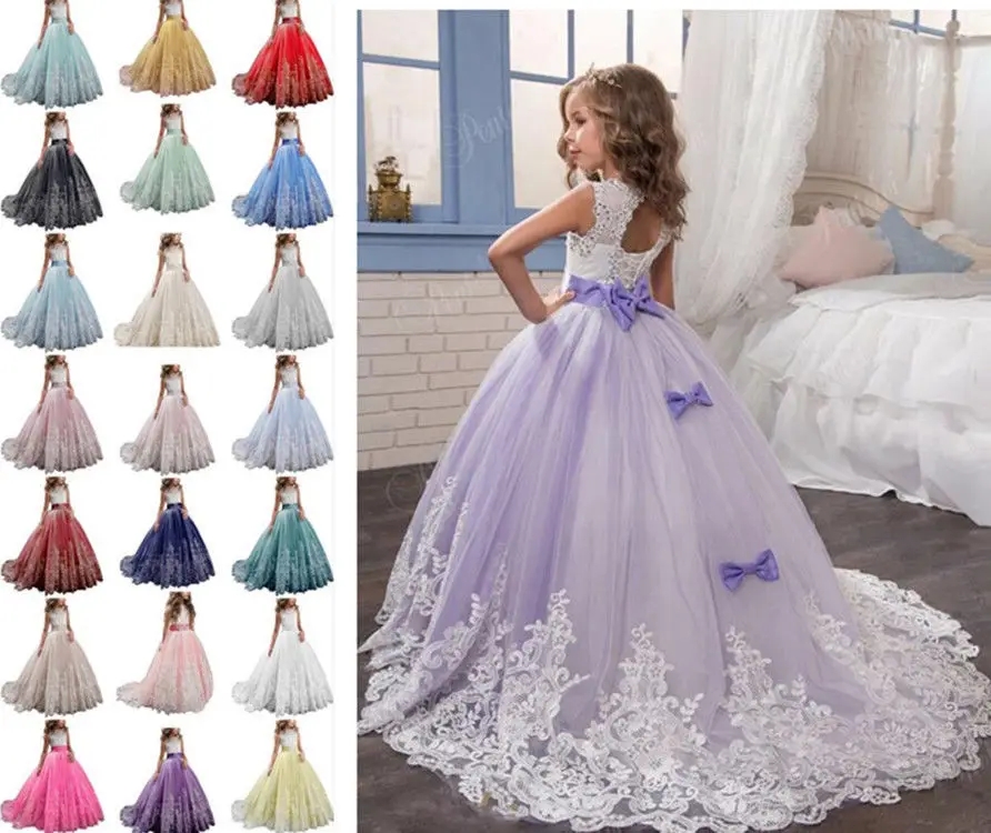 Многоуровневые платья с оборками и цветочным узором для девочек; кружевное платье цвета шампанского; каскадные Детские пышные платья принцессы для свадьбы; платья для первого причастия