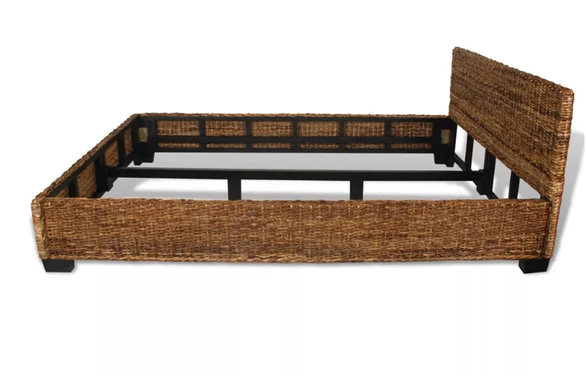  VidaXL Abaca Bed Frame Mahogany Solid Wood And High Quality Abaca Leaves Handmade Frame Bedroom Fur - 32982967743