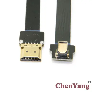 

CY 10pcs/lot HDMI Male to 90 Degree Up Angled FPV Micro HDMI Male FPC Flat Cable 20cm