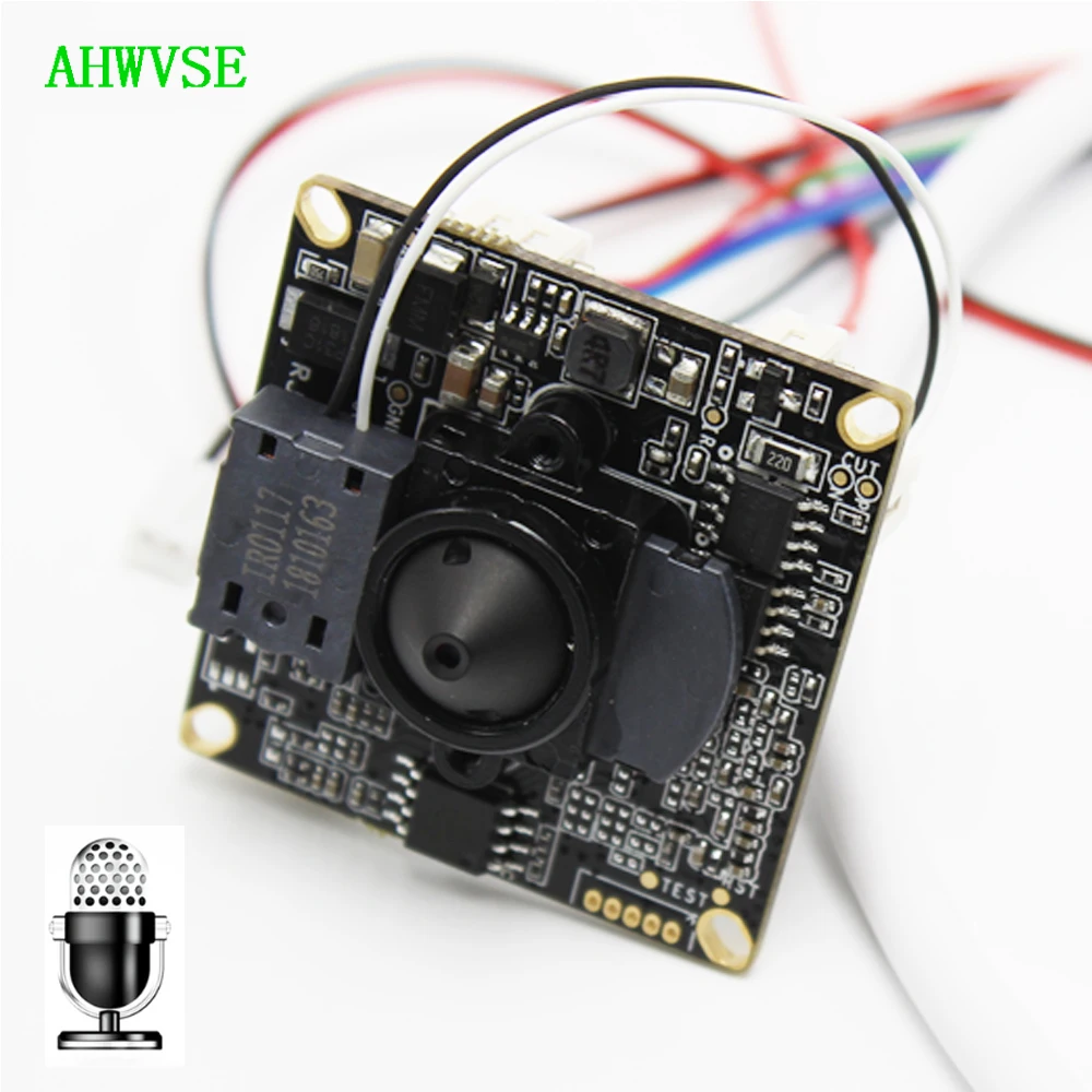 Wide Angle 3.7mm Lens IP Camera Module PCB board Audio Input With External Pickup Microphone 1080P IP Cam 2MP ONVIF