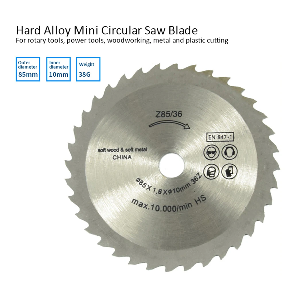 

1pcs Out Diameter 85 mm 24 T Mini Circular Saw Blade Wheel Discs Wood Cutting Blade Inner Diameter 15mm 10mm