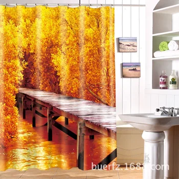 

Gold forest 3D printing waterproof personality shower curtain cool shower curtains bathroom curtain free shipping
