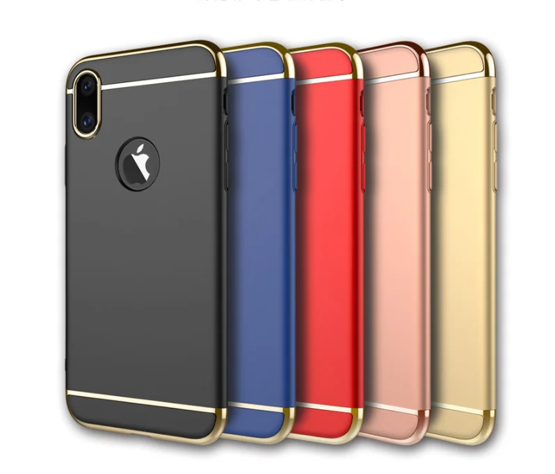 

Luxury Plating 3in1 Scrub Protective case For iPhone X XS MAX XR Cover Bumper On The for iPhone 5 5S SE 6 6s 7 8 Plus Case Shell