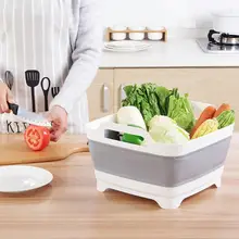 Многофункциональная Складная стойка корзина для мытья овощей