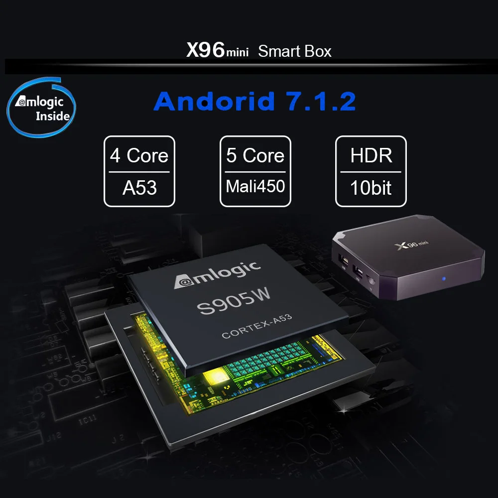 Docooler X96 Мини ТВ приставка с четырёхъядерным процессором Amlogic S905W ОЗУ 2 Гб ПЗУ 16 Android