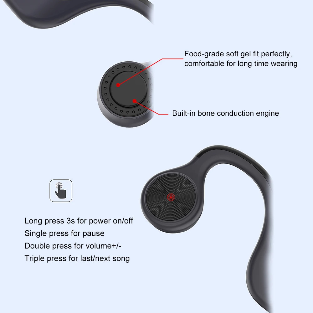 Docooler E9 наушники гарнитура с костной проводимостью Беспроводной HeadphonesBluetooth 5,0 наушники Спорт на открытом воздухе Hands-free w/Mic
