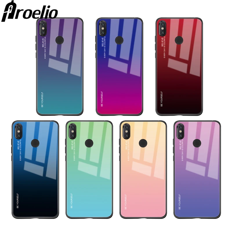 

Gradient Tempered Glass Phone Case For Xiaomi Mi A2 A1 Redmi Note 5 Note 6 Pro 5 Plus Mi Mix 2S Max 3 Mi 8 Lite Cover Soft Edge