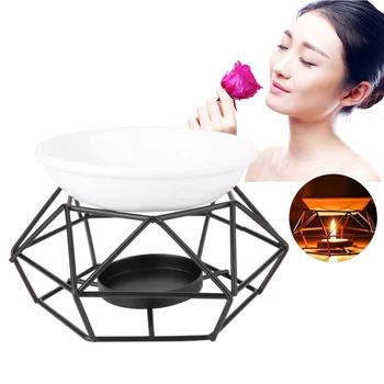 

Geometric Iron Ceramic Essential Oil Aroma Burner Candle Holder Home Office Decoration Toiletry Kits a