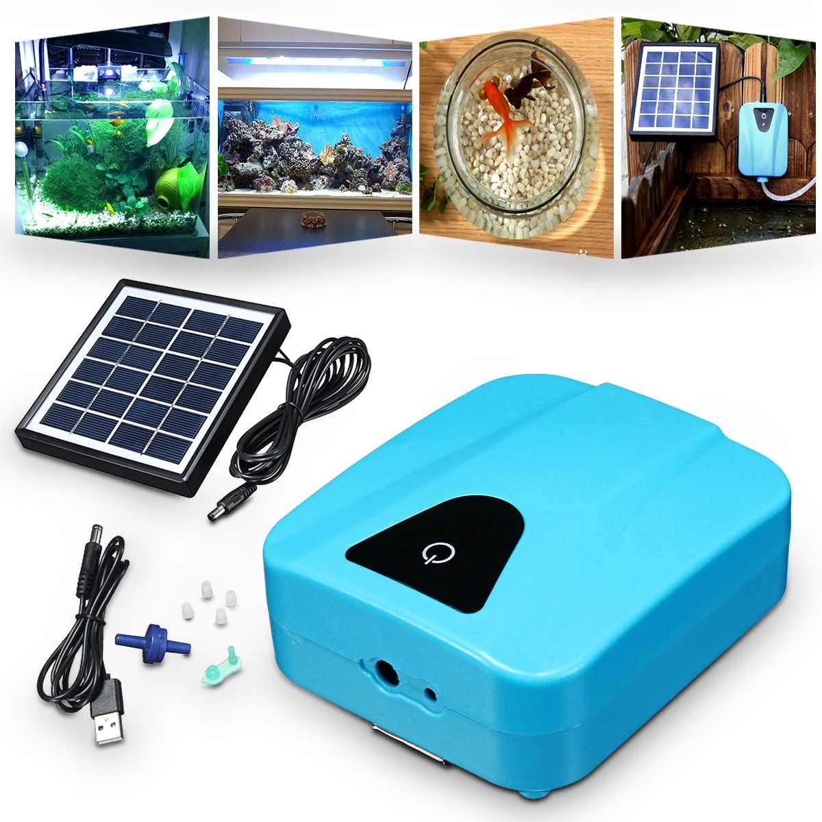 

2L/min Silent Solar Powered Air Oxygenator Mini Aquarium Water Pump Plant Fish Tank Oxygen Air Compressor Aerator Air Flow Maker
