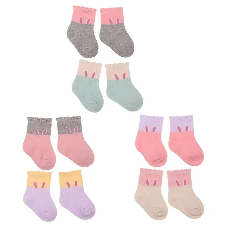

2 Pairs Warm Baby Sock Boys Girls Ankle Socks Spring Autumn Winter Cute Animal Print Baby Splicing Color for 0-6M Dropshipping