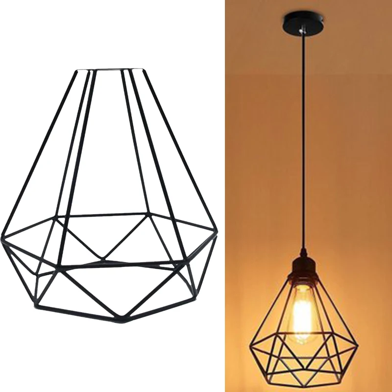 Vintage Iron Hanging Lampshade Ceiling Pendant Cage Lampshade Home Cafe Shop DIY Light Cover Retro Industrial Lamp Covers