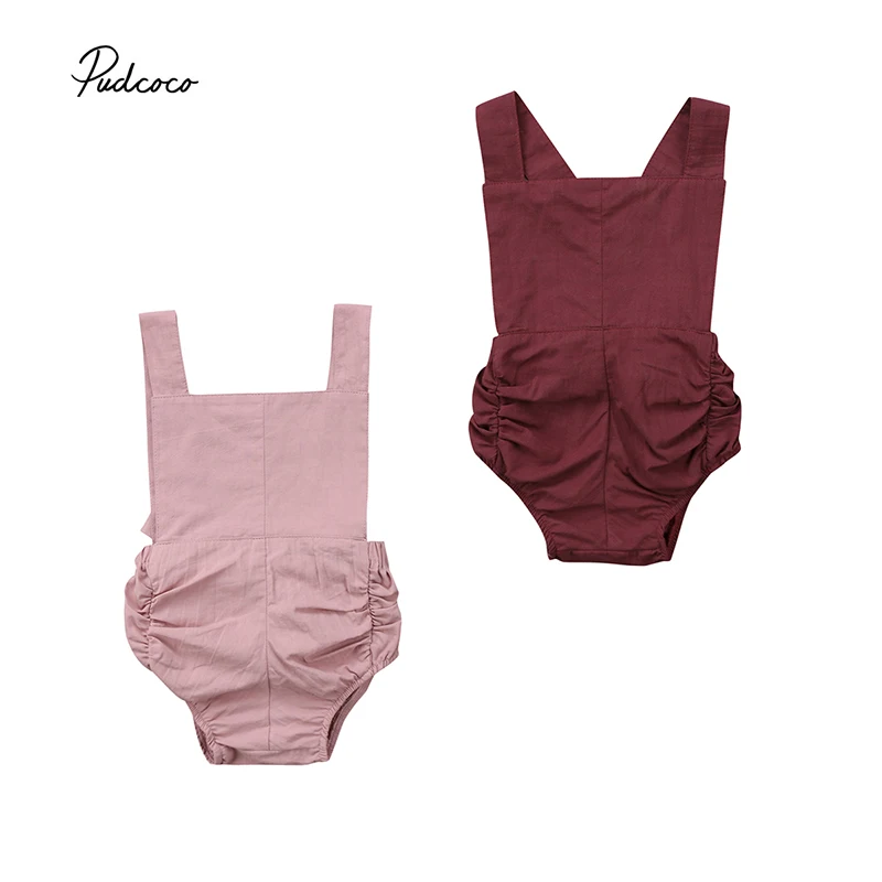 

Pudcoco Vintage Girl Bodysuit 2018 Newborn Toddler Baby Girls Ruffle Solid Bodysuit Jumpsuit Outfits Kids Sunsuit Clothes