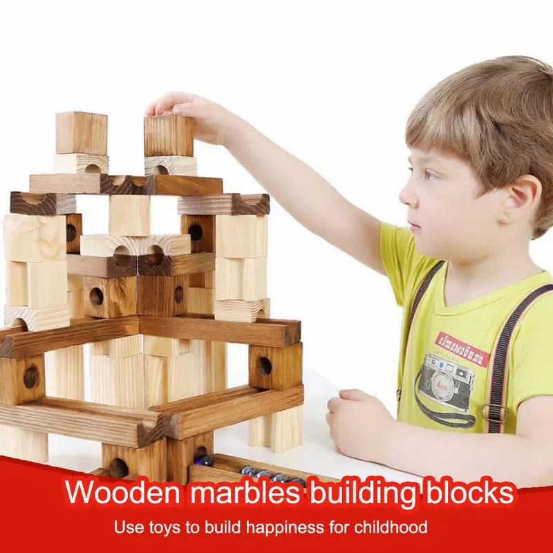 

Wooden Assembled Track Ball Combination Pipe Building Blocks Educational Building Blocks