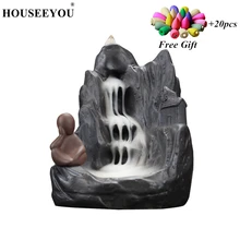 10 шт. пирамидки благовоний китайский горный маленький монах водопад горелка держатель для распространения благовоний керамика сделано курильница ладан горелка