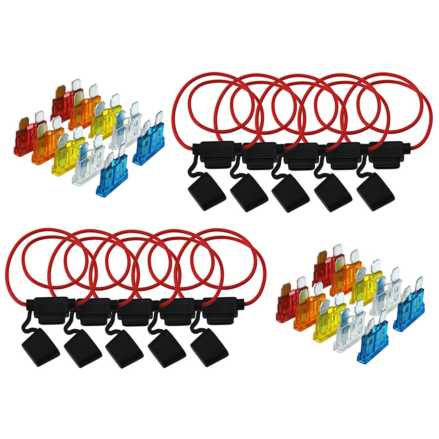 

20PCS Fuse 10pcs Inline 16 AWG Blade ATM Medium Fuse Holder for Car Boat Truck with 30cm Wire