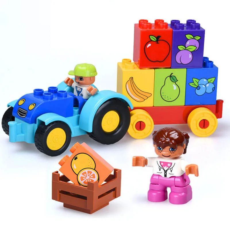 Large Size Building Blocks Figures Fruit Enlighten DIY Bricks Trucks Toys For Children Gift Compatible Legoed Duploe City Block