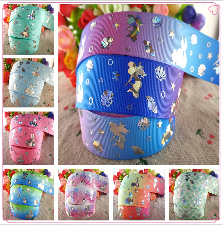 

18052103, 1" 25mm 10 yards laser silver cute cartoon princess printed grosgrain ribbons gift packaging DIY handmade materials