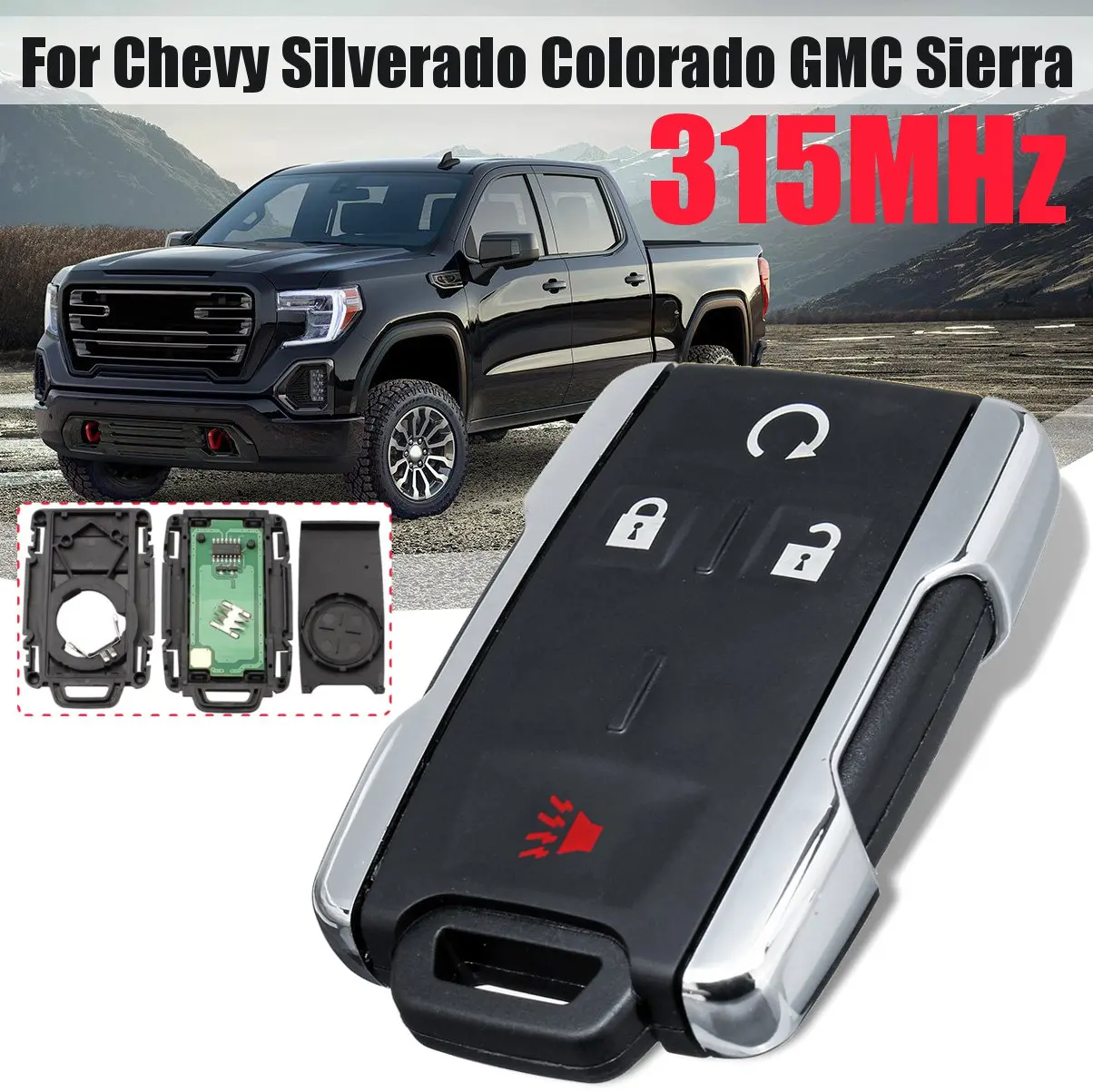 

315MHz 4 Buttons Fob Remote Key w/ Battery For Chevy Silverado Colorado FOR GMC Sierra 2014-2106 2017 2018 FCC ID:M3N32337100