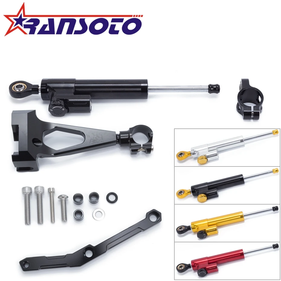 

RANSOTO Motorcycle Adjustable Steering Damper Reversed Safety Control with Bracket for Yamaha MT09 MT-09 FZ-09 2013-2017