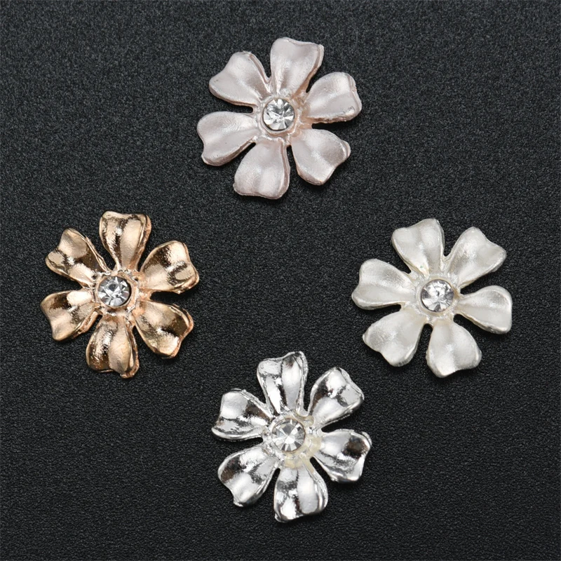 

10pcs Flower Rhinestone Buttons For Girl Hair Accessories Dress Crafts Jewelry Accessories Scrapbooking Decorative Buttons 13mm