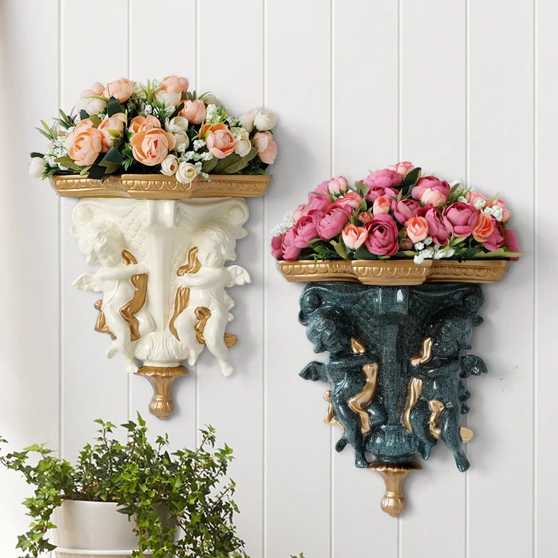 Flower Wall Vase Angel Hanging Resin European Style Classic Home Work Decoration