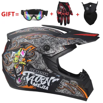 

Three Gifts Motorcycle Men MALE FEMALE motocross Off Road Match Helmet Protective Helmets ATV Dirt Bike Downhill MTB DH Capacete