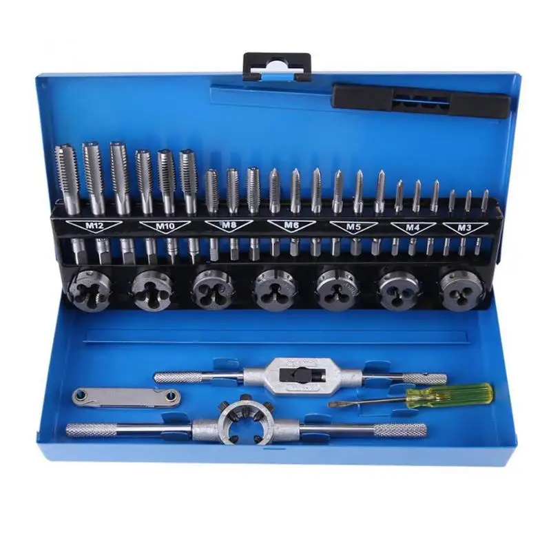 

32pcs/Set Alloy Steel Durable Metric Tap Die Plug Drill Bits M3 M4 M5 M6 M8 M10 Hand Tools for Professional Metalworking