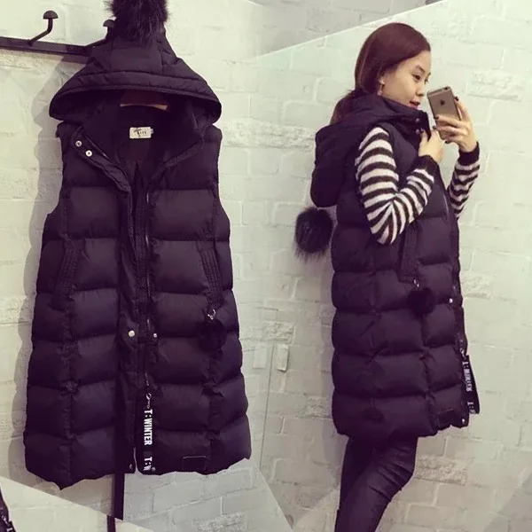 

3xl plus big size long coats women spring autumn winter 2019 feminina new hooded thick long black vest jacket female