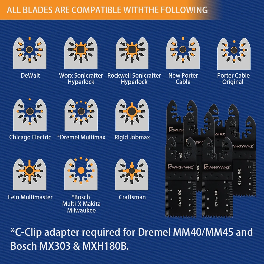 WHDZ Universal 50-54HRC Renovator Multitool Saw Blade Oscillating Multi Tool Wood Cutting Saw Blades for Bosh Fein hand tool set