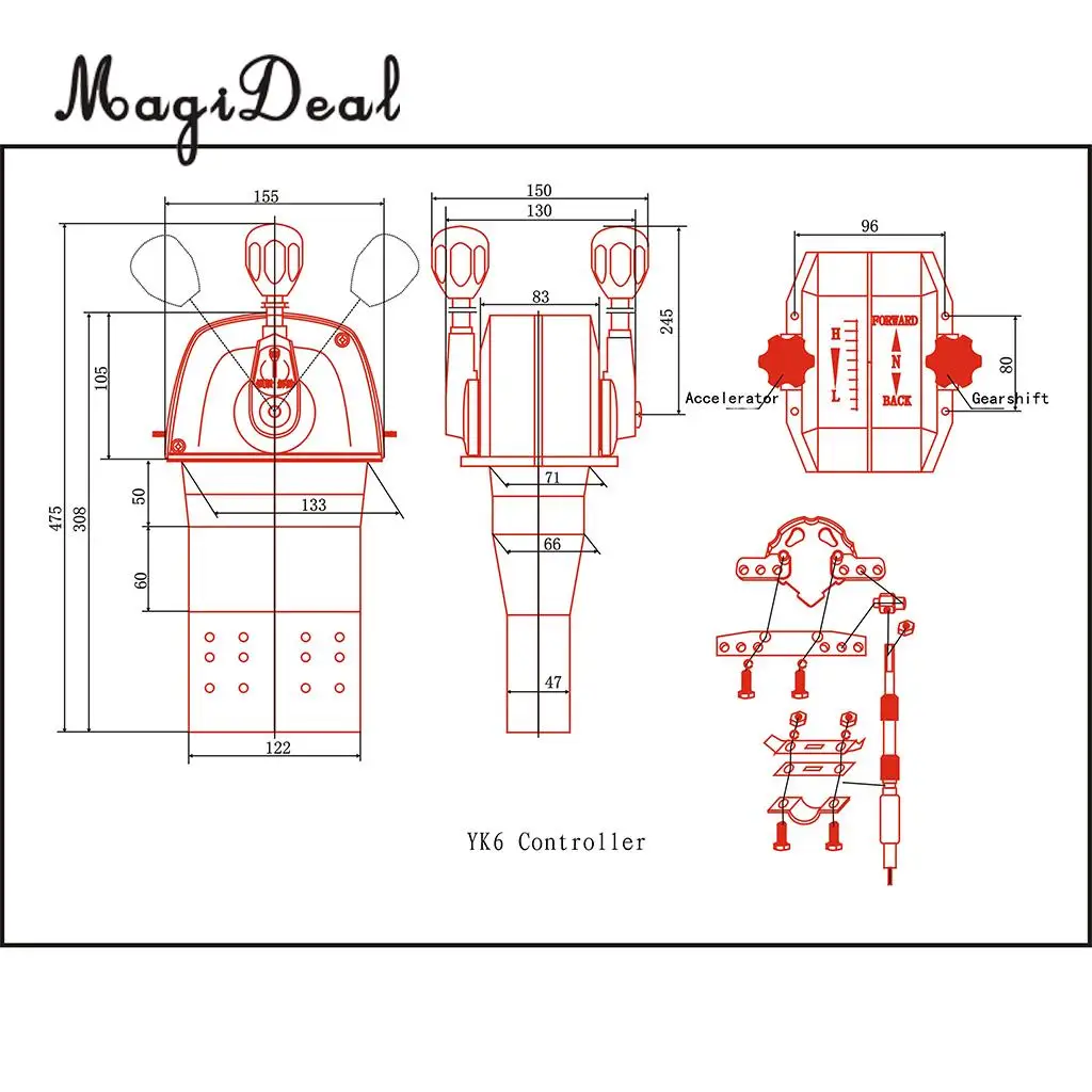 MagiDeal морской прочный YK6 лодка рычаг управления Топ крепление морской двигатель управление дроссельной заслонки для каяк каноэ гребли лодки яхты