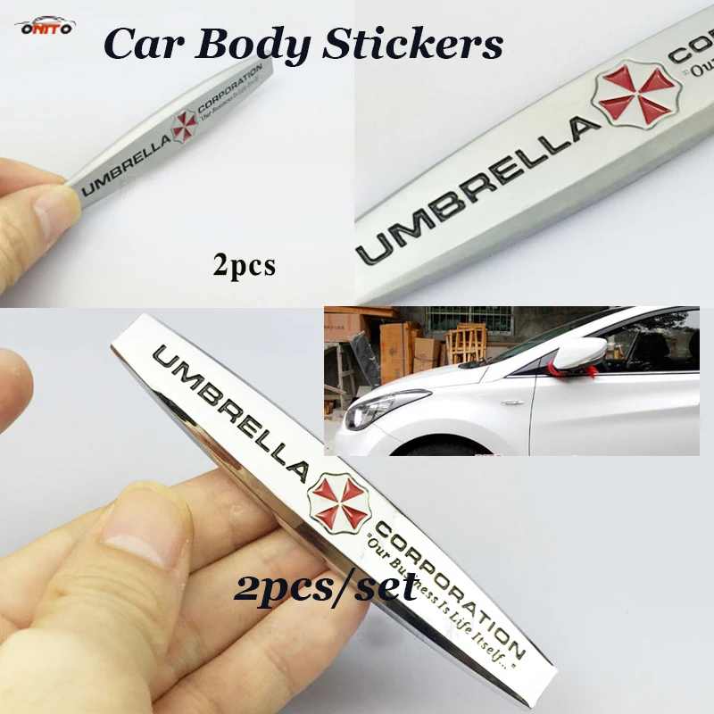 

2pcs/set 3D metal UMBRELLA logo Emblem Badge Auto decoration Decal Car emblem body Stickers For bmw benz Audi and so on