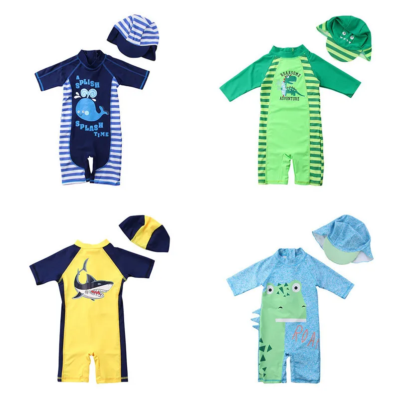 

Fashion New Summer Toddler Kids Boy Girl Short Sleeve Shark Print Rash Guards Swimsuit Swimming Bathing Suit Hat 2PCS Set 1-6Y