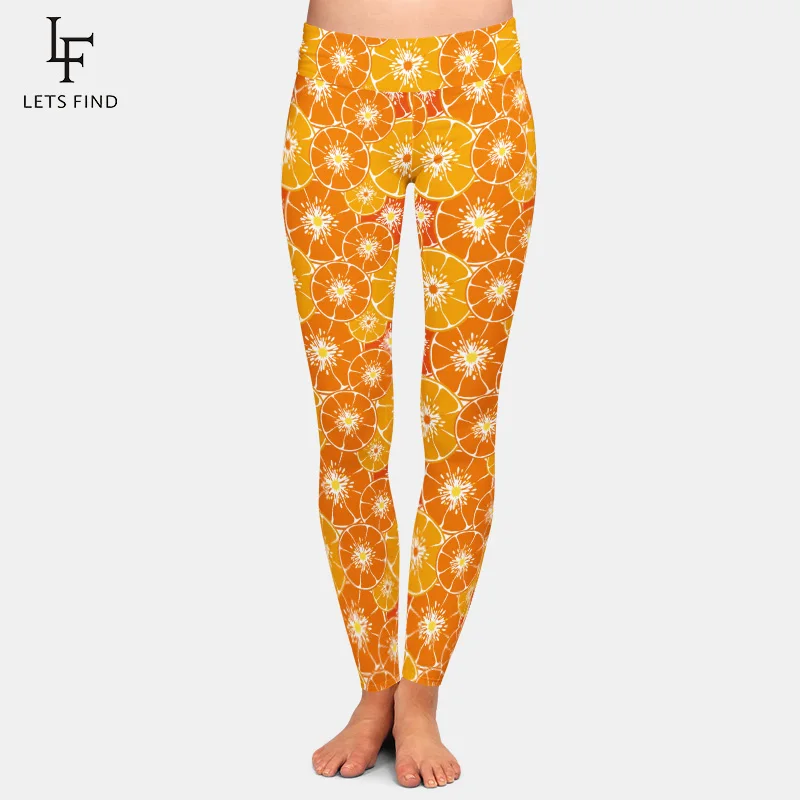 

Fruit Pattern Women 3D Orange Printing Leggings Fashion High Waist High Quality Milk Silk Plus Size Sexy Fitness Leggings