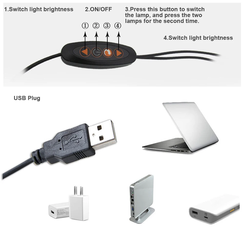 Double Head Creative 2 In 1 Clip Table Lamp Design Usb Adjustable Desk Light For Eyebrow Tattoo Nail Art Beauty Makeup Fishing